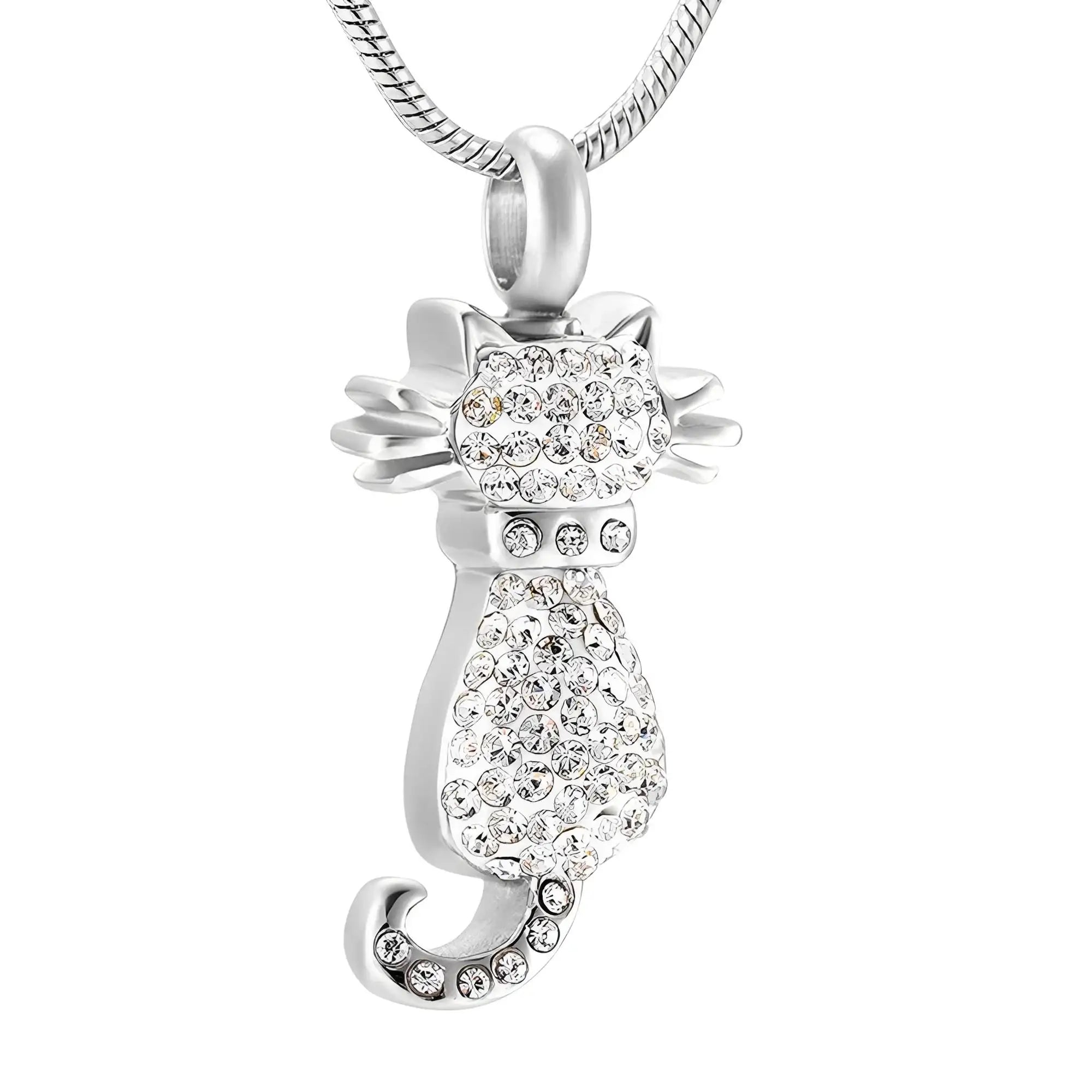 Sparkling Memorial Urn Necklace - Stainless & Rhinestone Elegance